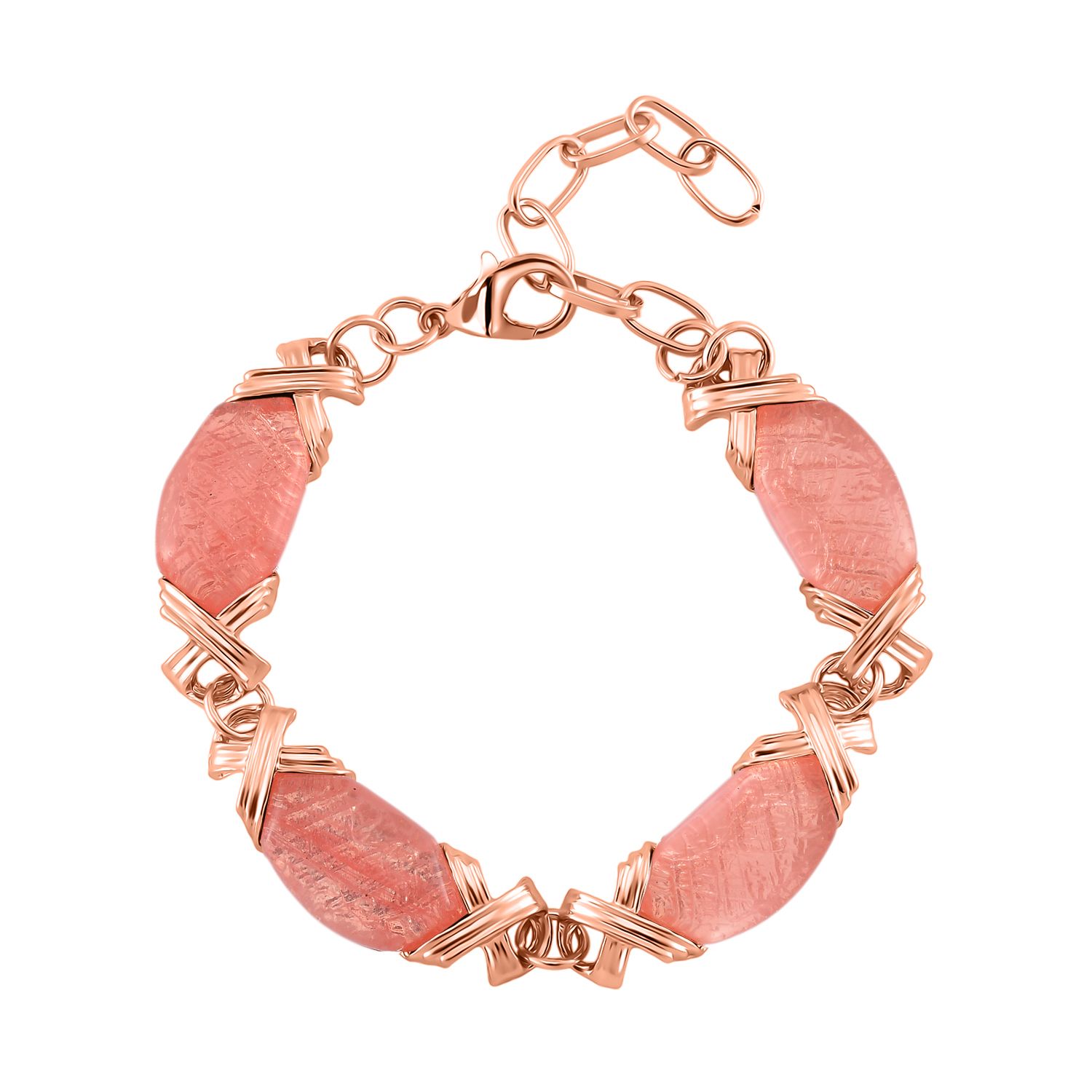 Kirsche Quarz Armband ca. 15.25 cm + 5 cm Extender, rosévergoldet ca. 65.00 ct