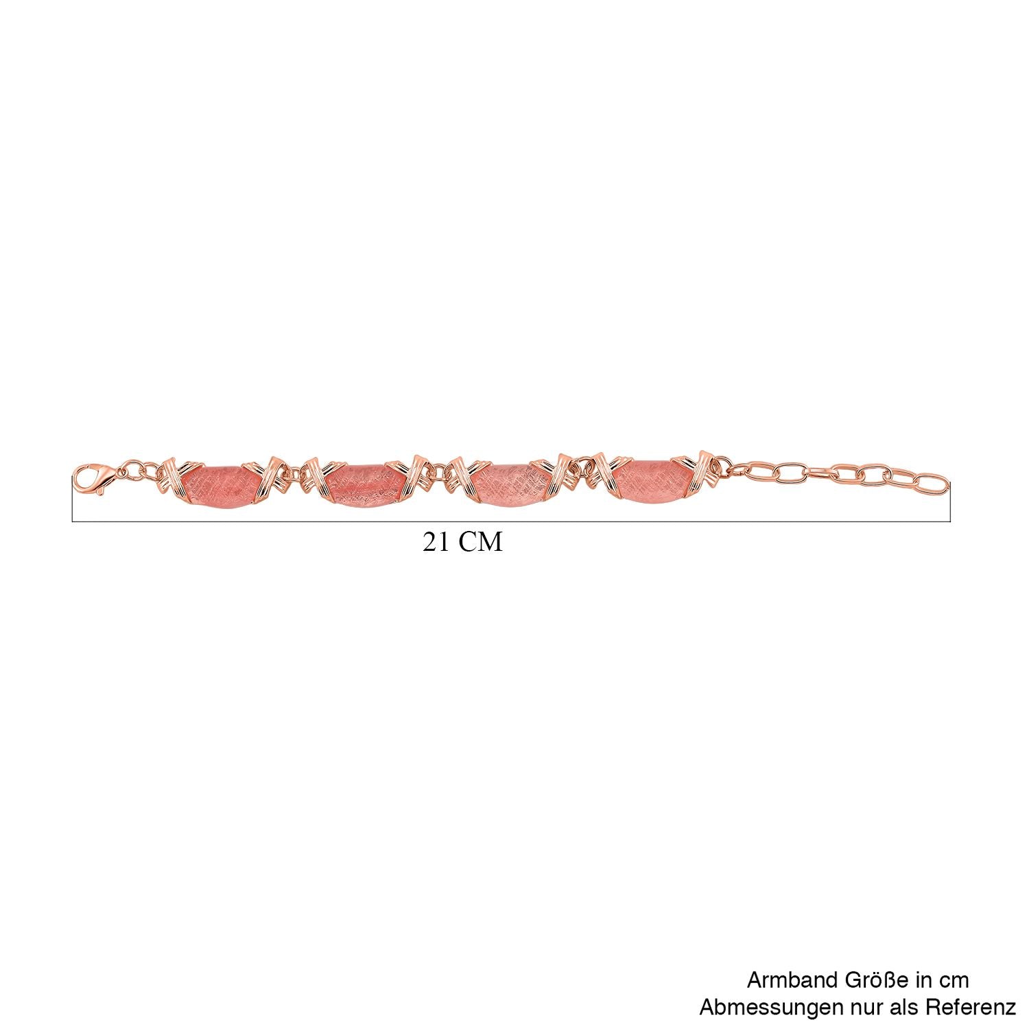 Kirsche Quarz Armband ca. 15.25 cm + 5 cm Extender, rosévergoldet ca. 65.00 ct