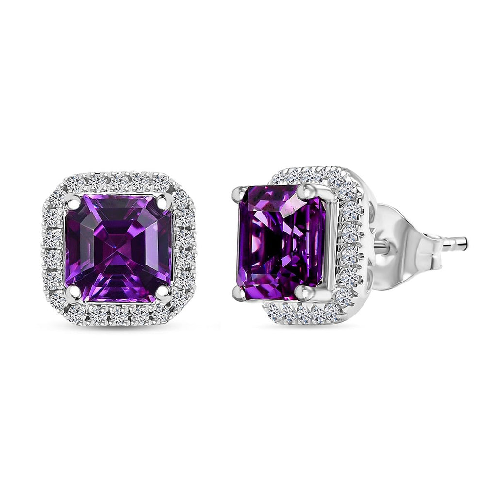 AAA Lab Grown Lila Saphir, Lab Grown Diamant AGI zertifiziert Ohrringe 417 Gold ca. 5.05 ct