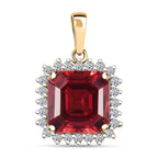 AAA Lab Created Padparadscha Saphir, Lab Grown Diamant Anhänger, AGI zertifiziert und geprüft, 417 Gelb Gold ca. 6.51 ct