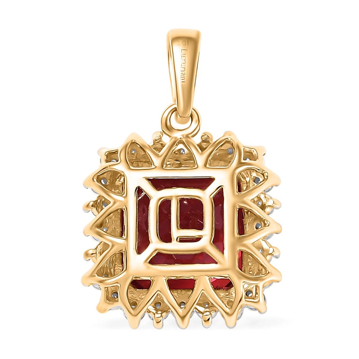 AAA Lab Created Padparadscha Saphir, Lab Grown Diamant Anhänger, AGI zertifiziert und geprüft, 417 Gelb Gold ca. 6.51 ct
