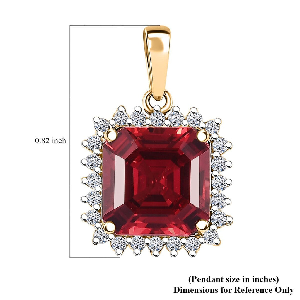 AAA Lab Created Padparadscha Saphir, Lab Grown Diamant Anhänger, AGI zertifiziert und geprüft, 417 Gelb Gold ca. 6.51 ct