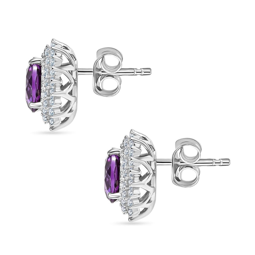 AAA Lab Grown Lila Saphir, Lab Grown Diamant AGI zertifiziert Ohrringe 417 Gold ca. 4.18 ct