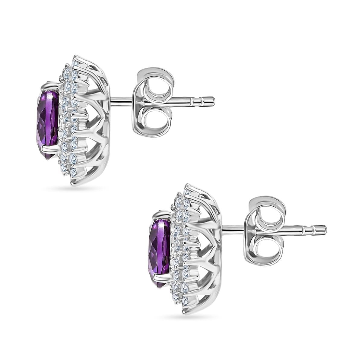 AAA Lab Grown Lila Saphir, Lab Grown Diamant AGI zertifiziert Ohrringe 417 Gold ca. 4.18 ct