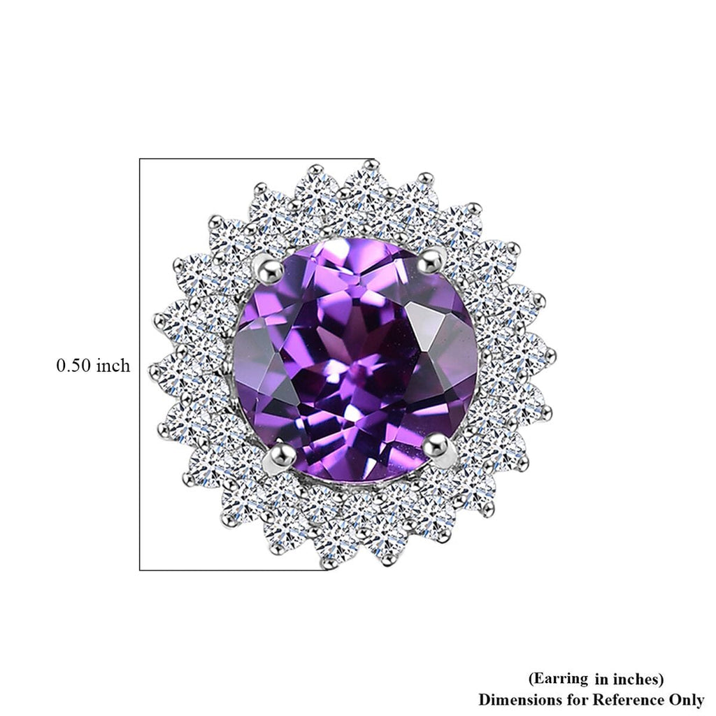 AAA Lab Grown Lila Saphir, Lab Grown Diamant AGI zertifiziert Ohrringe 417 Gold ca. 4.18 ct