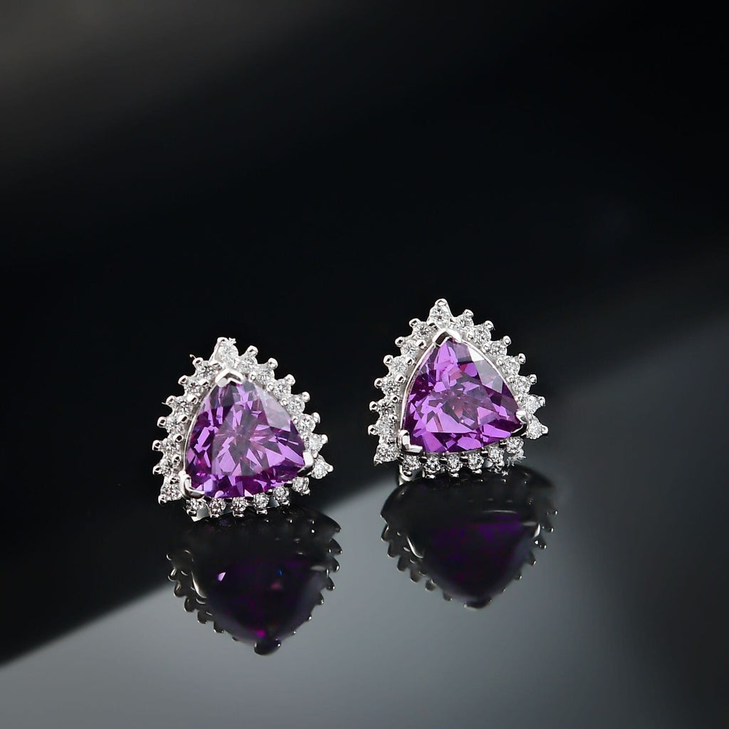 LUXURIANT DIAMOND - AAA Lab Grown Lila Saphir, Lab Grown Diamant Ohrringe 417 Gold ca. 0.27 ct