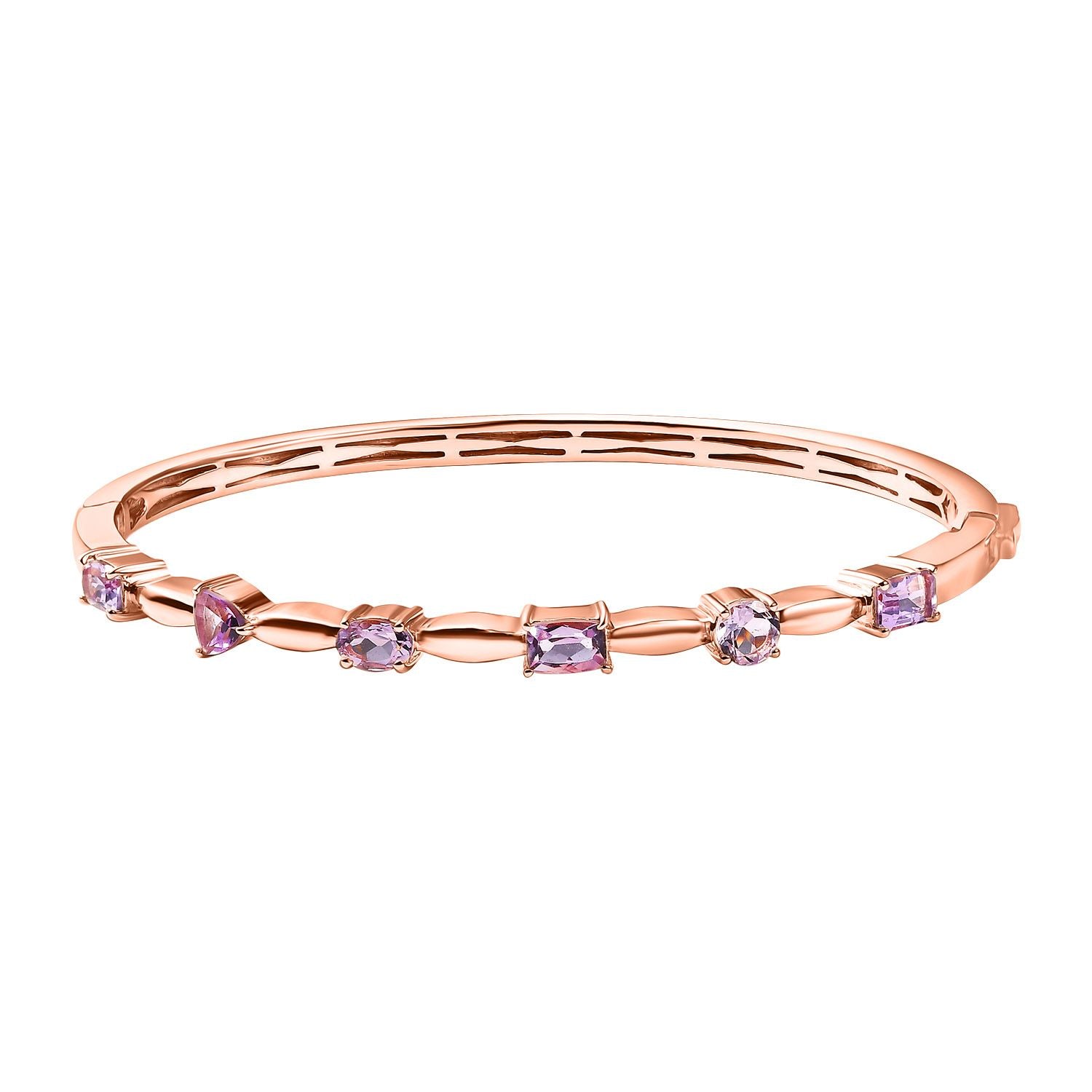 Rose De France Amethyst Armreif ca. 19 cm Messing ca. 2,92 ct.