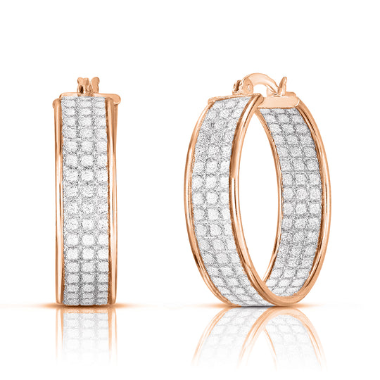 Inside-Out-Kreolen mit Pavé - Diamantoptik, 925 Silber vergoldet