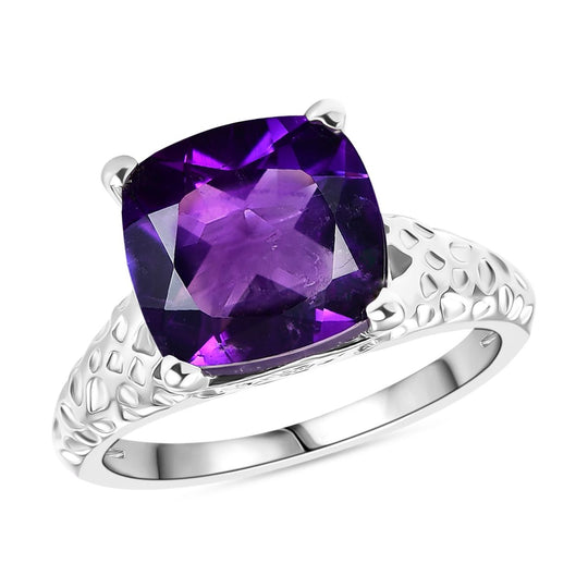 Afrikanischer Amethyst Ring, Silberfarben ca. 3.91 ct