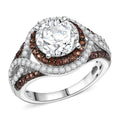 D'Joy 100 Facetten Moissanit, Roter Saphir Ring 925 Silber rhodiniert (Größe 18.00) ca. 4.03 ct