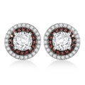 D'Joy 100 Facetten Moissanit, Roter Saphir Ohrringe 925 Silber rhodiniertca. 2.06 ct