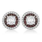 D'Joy 100 Facetten Moissanit, Roter Saphir Ohrringe 925 Silber rhodiniertca. 2.06 ct
