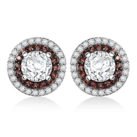 D'Joy 100 Facetten Moissanit, Roter Saphir Ohrringe 925 Silber rhodiniertca. 2.06 ct