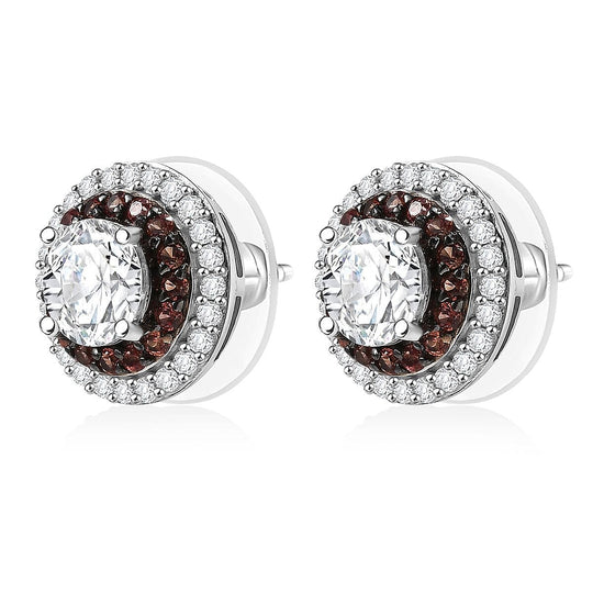 D'Joy 100 Facetten Moissanit, Roter Saphir Ohrringe 925 Silber rhodiniertca. 2.06 ct