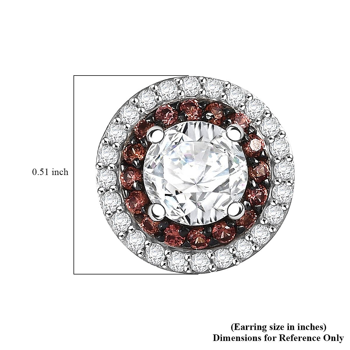 D'Joy 100 Facetten Moissanit, Roter Saphir Ohrringe 925 Silber rhodiniertca. 2.06 ct