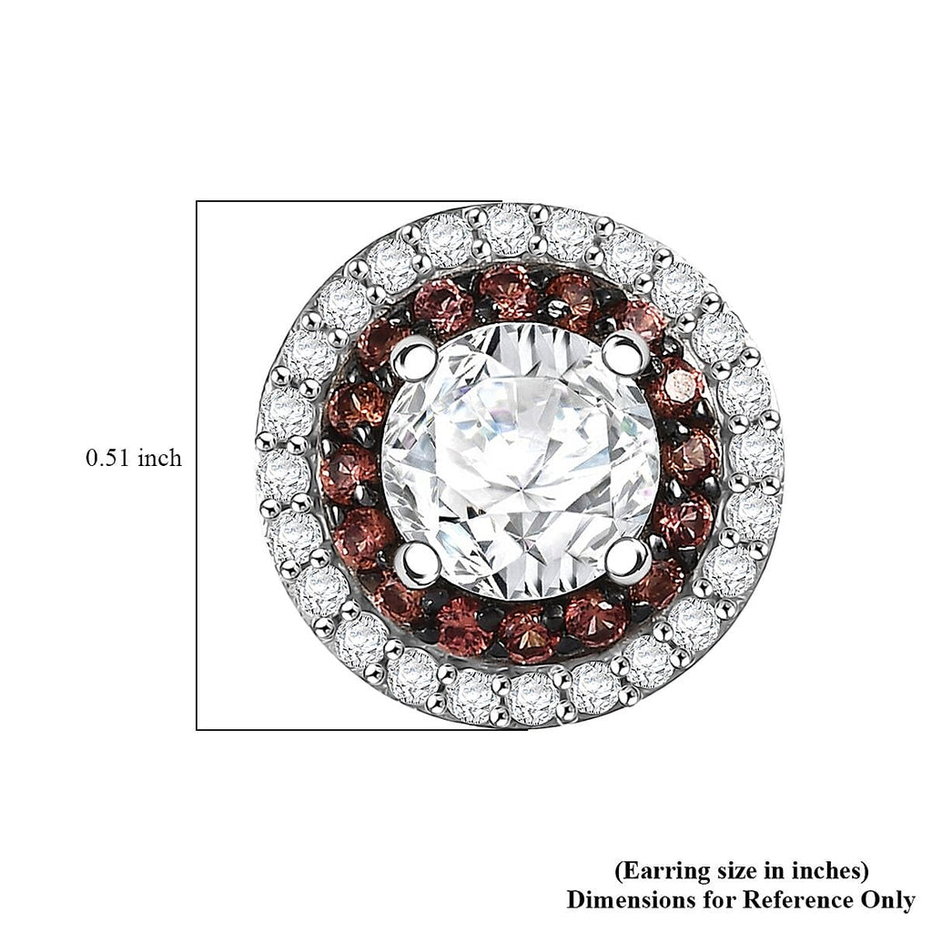 D'Joy 100 Facetten Moissanit, Roter Saphir Ohrringe 925 Silber rhodiniertca. 2.06 ct