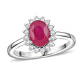 Rhapsody AAAA Natürlicher Mosambik-Rubin, Weißer Diamant Ring, zertifiziert und geprüft, 950 Platin (Größe 20.00) ca. 1.75 ct