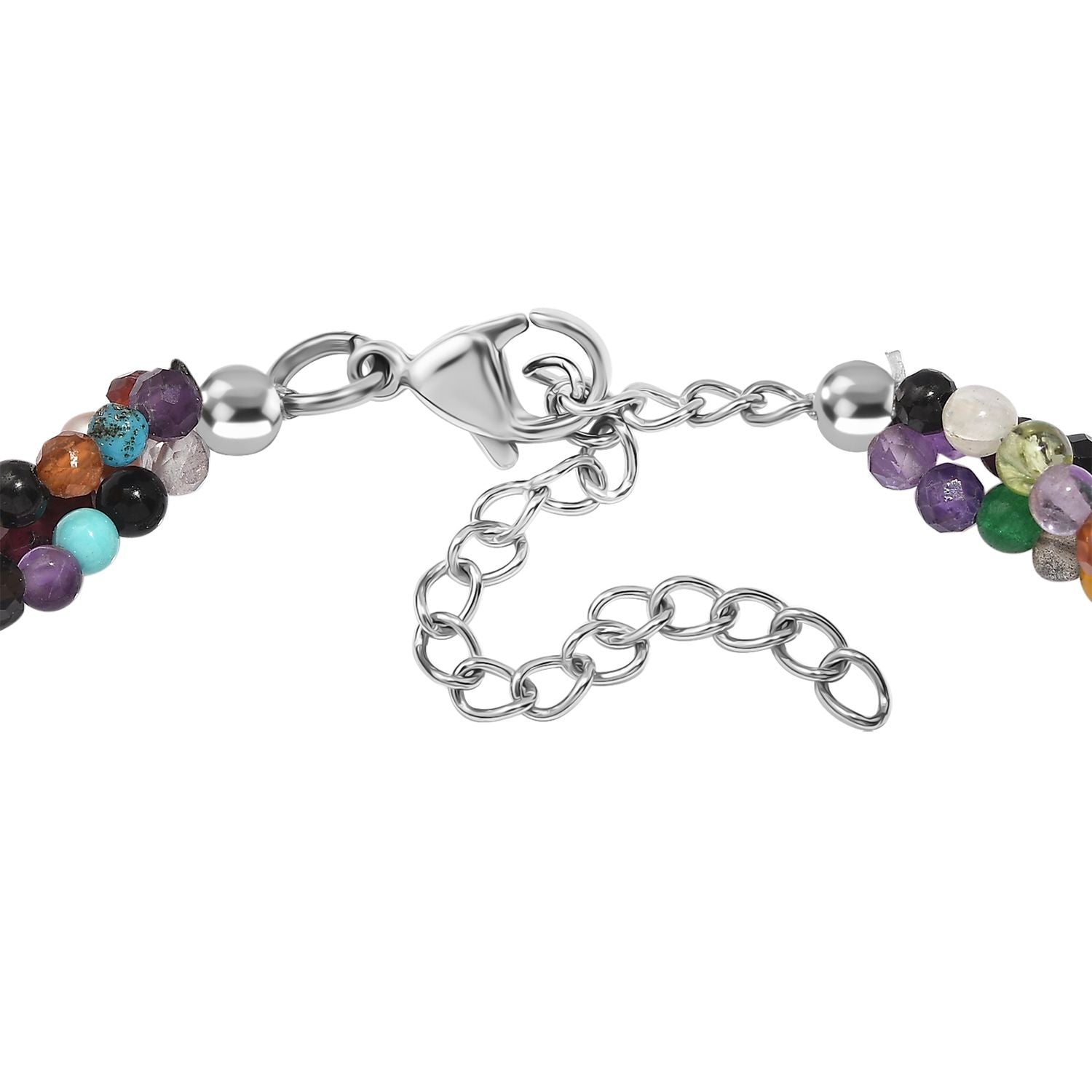Mehrfarbig Edelsteine Armband ca. 19 cm + 5 cm Extender, Messing ca. 45,00 ct.