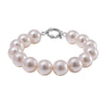 Weißes Muschelkernperle (11-13mm) 19cm Armband, Edelstahl
