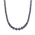 Pfauenfarbene Muschelkernperlen und weiße Kristall, 45+5 cm