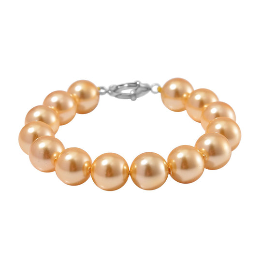 Goldene Muschelkernperle Armband ca. 20 cm Reiner Edelstahl