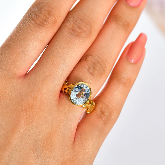 Himmelblauer Topas Ring Messing ca. 3,50 ct