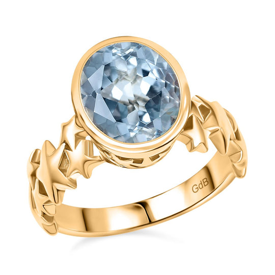 Himmelblauer Topas Ring Messing ca. 3,50 ct