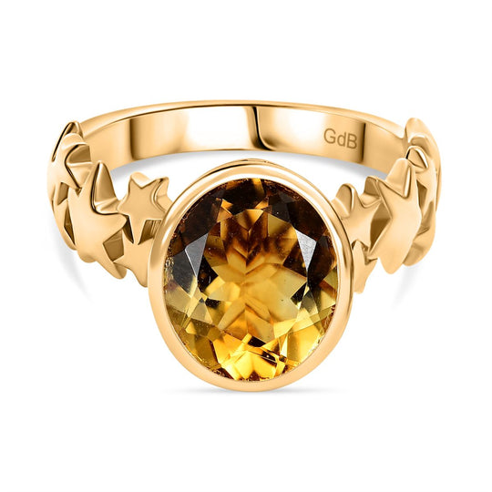 Citrin Ring Nickelfreies Messing (Größe 19.00) ca. 3,25 ct