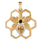 GP Trinfo Kollektion - Citrin, Schwarzer Spinell Anhänger, 925 Silber 750 Gelbgold Vermeil ca. 1.25 ct