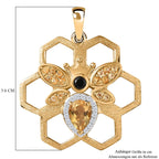 GP Trinfo Kollektion - Citrin, Schwarzer Spinell Anhänger, 925 Silber 750 Gelbgold Vermeil ca. 1.25 ct