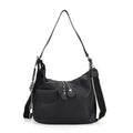 Crossbody Tasche aus echtem Leder, 29,5×12×26 cm, Schwarz
