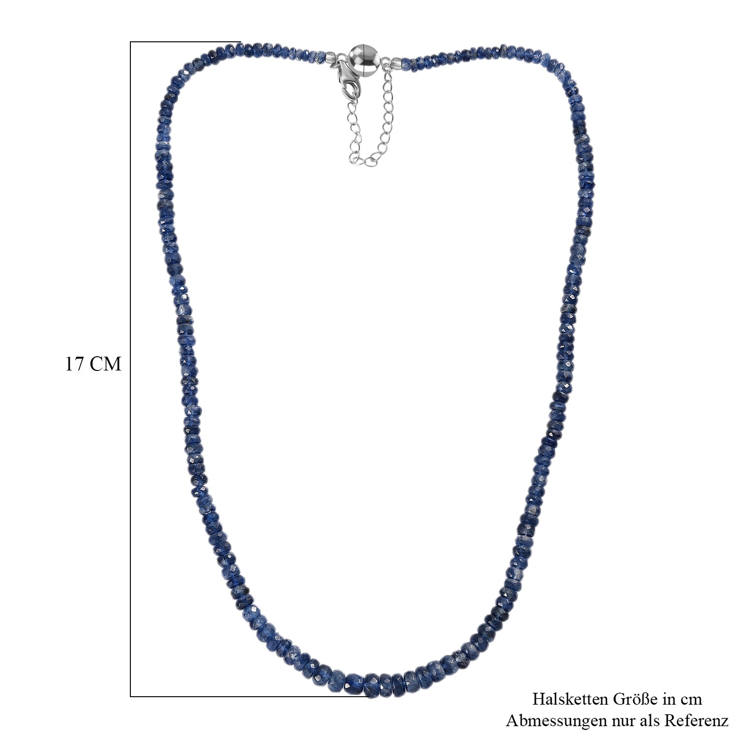 Kaschmir Kyanit Halskette ca. 45 cm 925 Silber rhodiniert ca. 100.00 ct