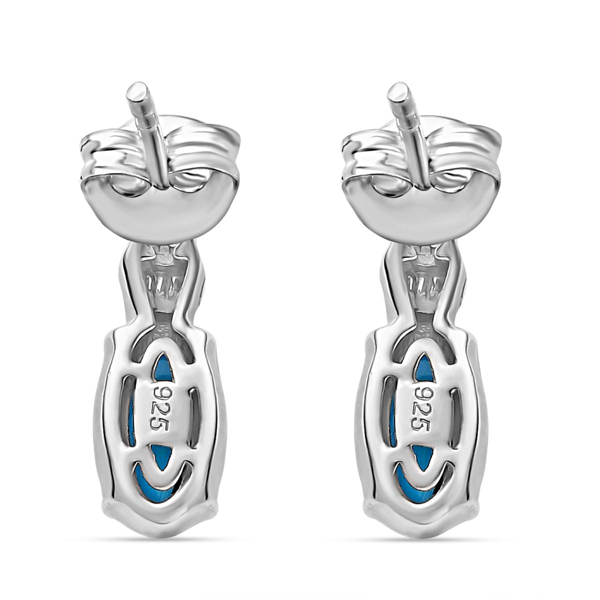 AA Amerikanischer Sleeping Beauty Türkis, Weißer Diamant Ohrringe 925 Silber rhodiniert ca. 1.25 ct