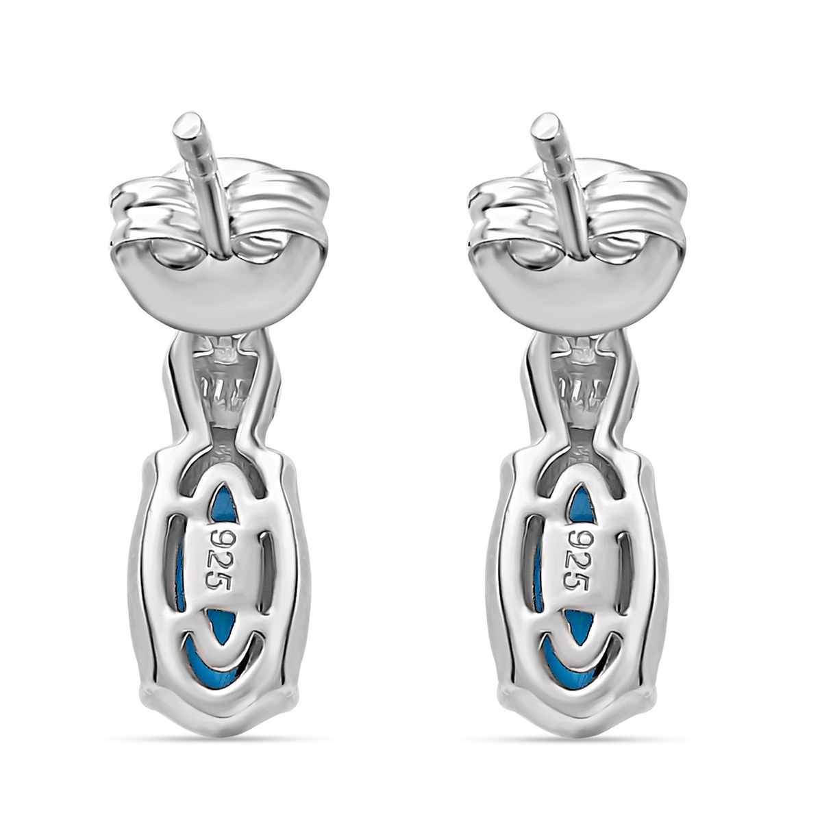 AA Amerikanischer Sleeping Beauty Türkis, Weißer Diamant Ohrringe 925 Silber rhodiniert ca. 1.25 ct