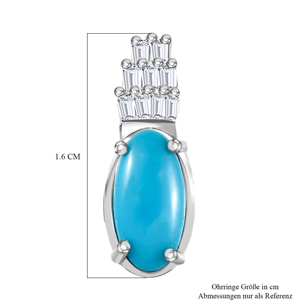 AA Amerikanischer Sleeping Beauty Türkis, Weißer Diamant Ohrringe 925 Silber rhodiniert ca. 1.25 ct