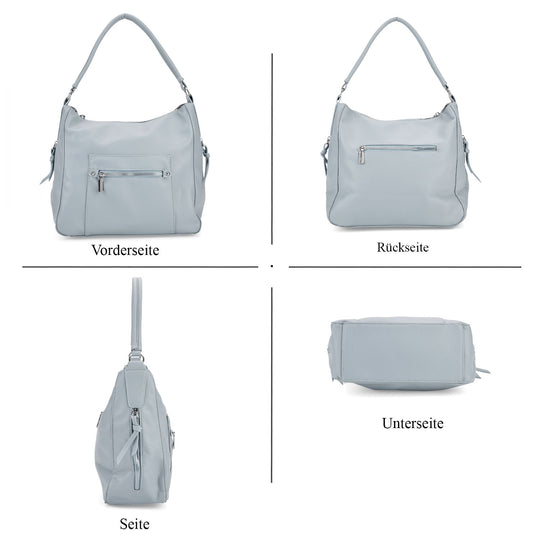 Crossbody-Tasche mit mehreren Reißverschlusstaschen, 31x13x28 cm, Blau