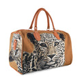 Reisetasche, verstellbarer Schultergurt 120cm, 45x23x27cm, Braun mit Leopardenprint