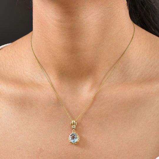 Citrin, Weißer Zirkon Anhänger Messing ca. 2.94 ct