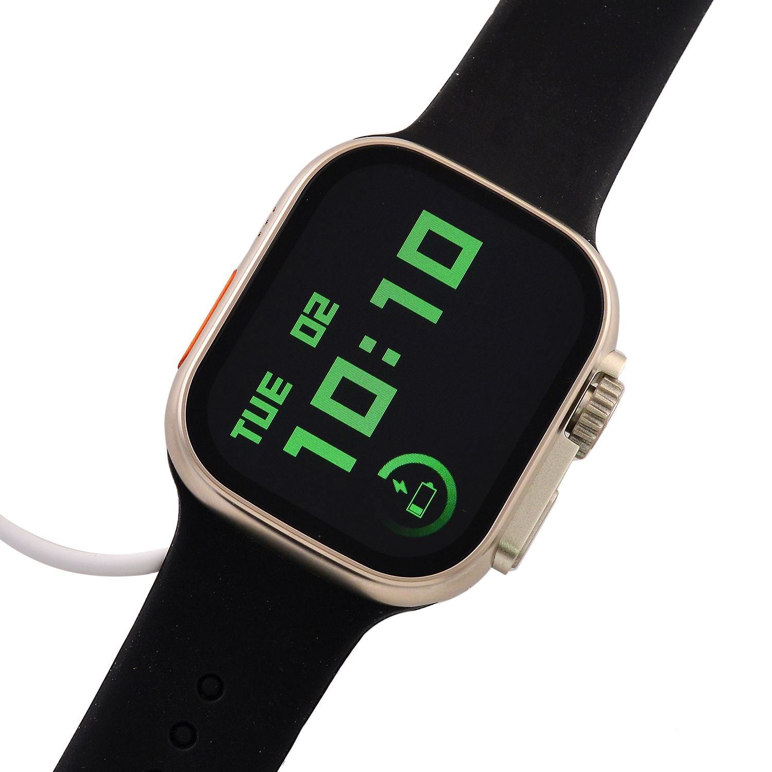 I20 Ultra 2 Max Suit - 10-in-1 Smartwatch-Komplettset mit Smartwatch, Gold-Drehkrone, Kopfhörern, Displayschutz, Ladekabel und 7 Wechselarmbändern, Silberfarben