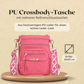 Crossbody-Tasche mit mehreren Reißverschlussfächern und gemustertem Gurt, 19x22cm, Rosa