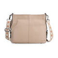 Echtleder-Crossbody-Tasche aus geprägtem Leder, verstellbarer Schulterriemen (ca. 120 cm), 32x12x25 cm, Hellbraun