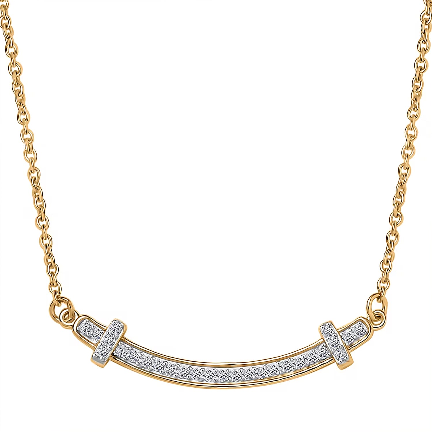 LUXURIANT DIAMOND - Lab Grown Diamant SI Halskette ca. 45 cm 925 Silber 750 Gelbgold Vermeil ca. 0.33 ct