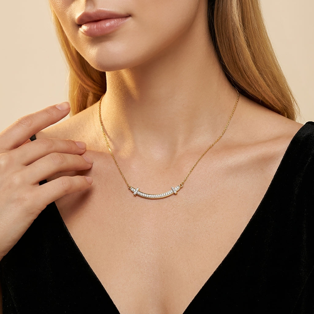 LUXURIANT DIAMOND - Lab Grown Diamant SI Halskette ca. 45 cm 925 Silber 750 Gelbgold Vermeil ca. 0.33 ct