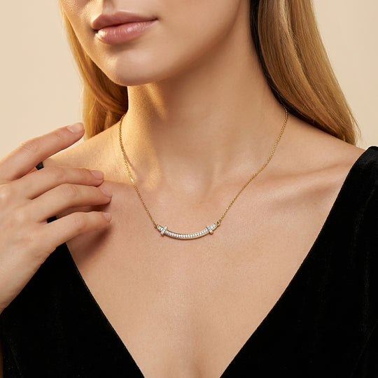 LUXURIANT DIAMOND - Lab Grown Diamant SI Halskette ca. 45 cm 925 Silber 750 Gelbgold Vermeil ca. 0.33 ct