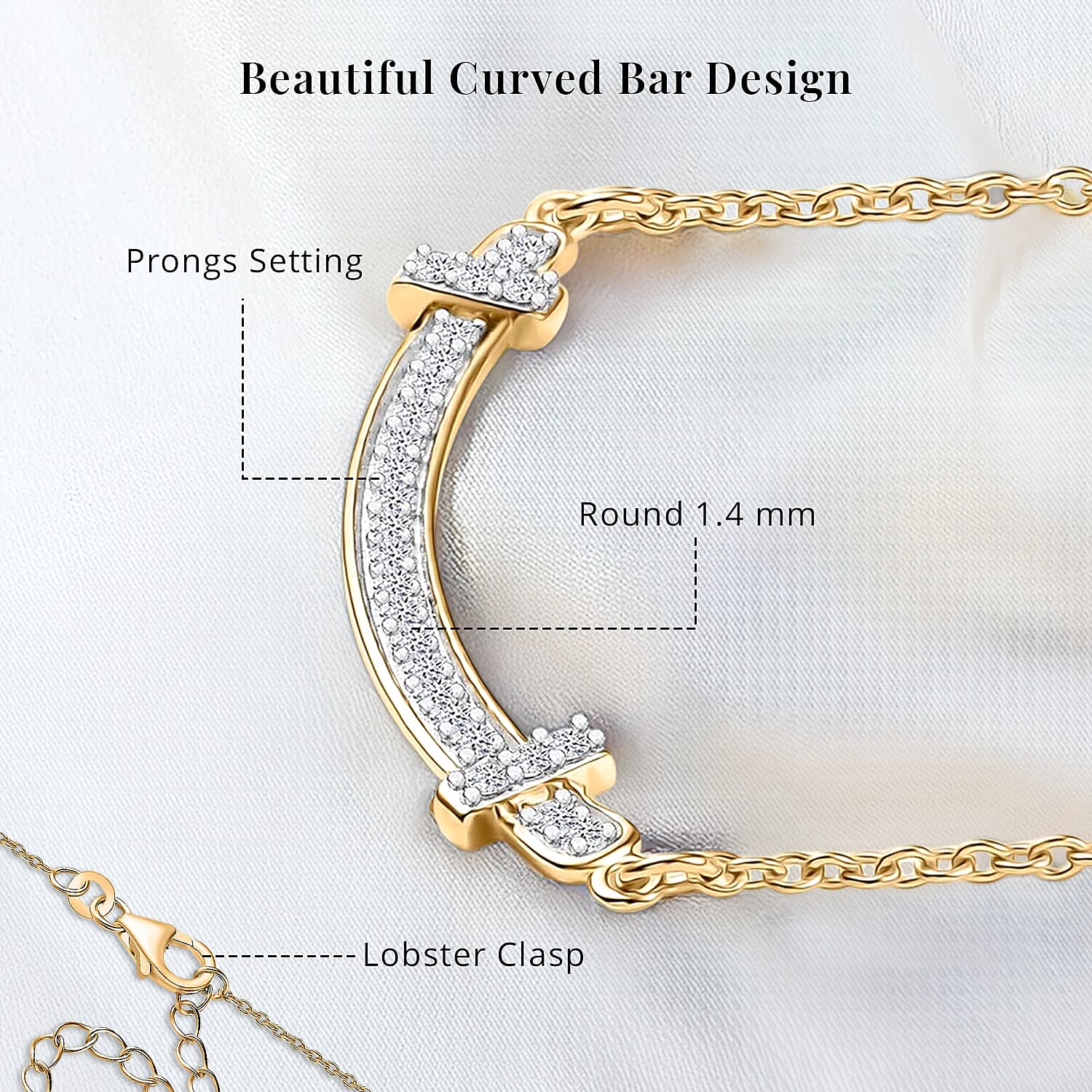 LUXURIANT DIAMOND - Lab Grown Diamant SI Halskette ca. 45 cm 925 Silber 750 Gelbgold Vermeil ca. 0.33 ct