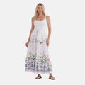 Maxirock mit Blumenprint, 90 cm, Weiß mit floralen Akzenten - Einheitsgröße, weiß