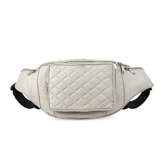 Gürteltasche aus 100 % Echtleder mit Stepp-Design, verstellbarer Riemen, Burgund