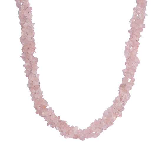 Rosenquarz Halskette ca. 50 cm 925 Silber rhodiniert ca. 370.00 ct