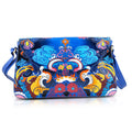 Geprägte Leder Crossbody Tasche, 32 x 6  x 19 cm, Blau