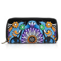 Handbemalte Leder Geldbörse RFID, Schwarz, 22.8 x 2.5 x 12.7 cm